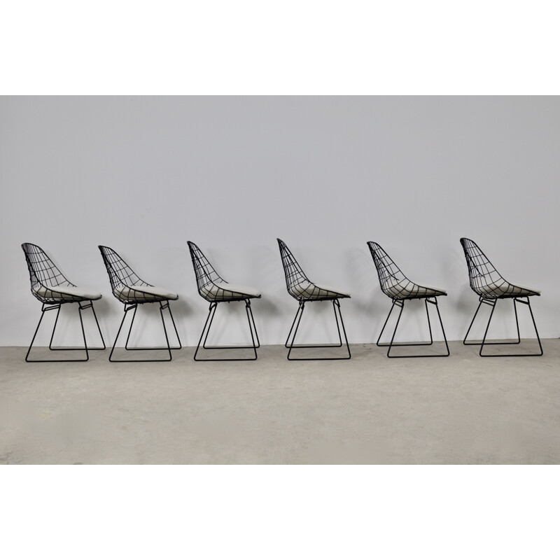 Set of 6 vintage Wire SM05 chairs by Cees Braakman and Adriaan Dekker for Pastoe 1958s