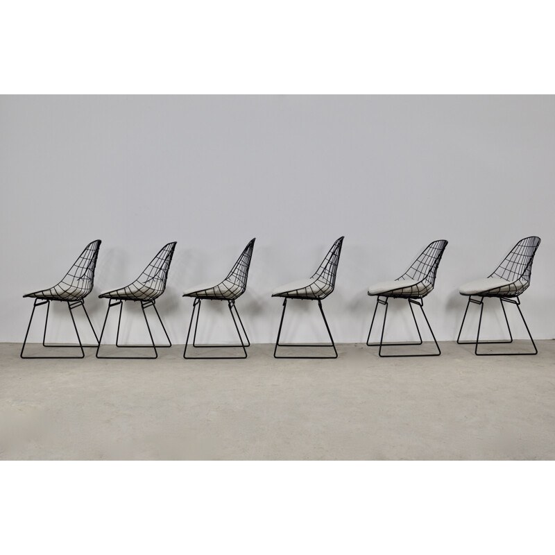 Ensemble de 6 chaises vintage Wire SM05 de Cees Braakman et Adriaan Dekker pour Pastoe 1958