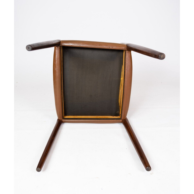 Set of 6 vintage chairs model 80 in rosewood and cognac leather by N.O. Møller 1980s