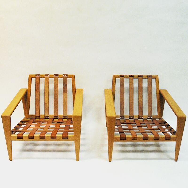 Pair of vintage oak chairs Bodö by Svante Skogh 1957s