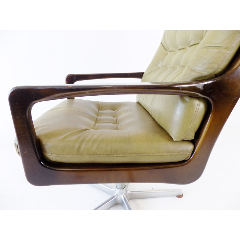 Fauteuil de bureau vintage en cuir Eugen Schmidt pour Soloform