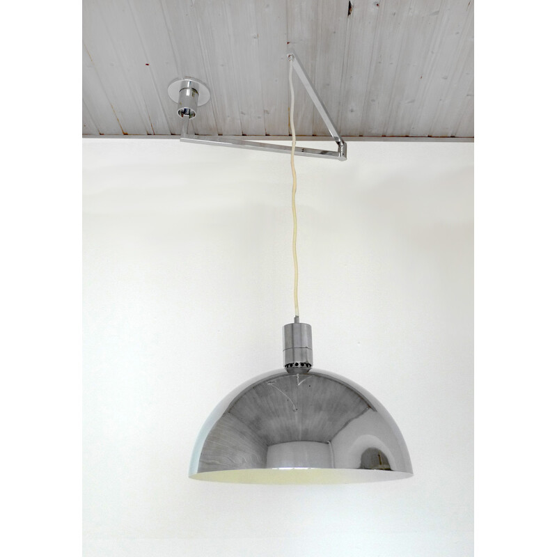 Sirrah "AM/AS" ceiling lamp with chromed swing arm, Franco ALBINI - 1960s