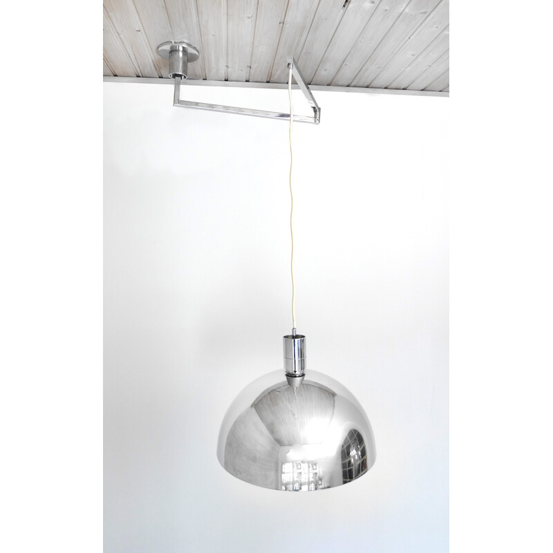 Sirrah "AM/AS" ceiling lamp with chromed swing arm, Franco ALBINI - 1960s