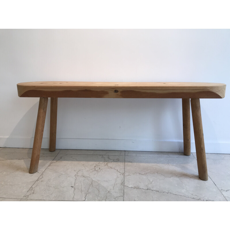 Vintage Brutalist bench in solid pine