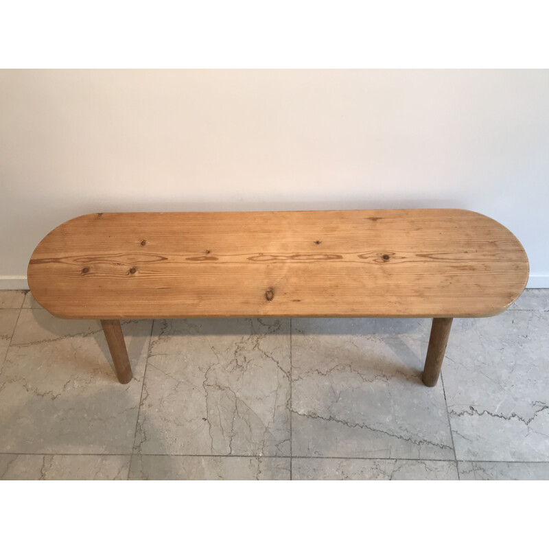 Vintage Brutalist bench in solid pine