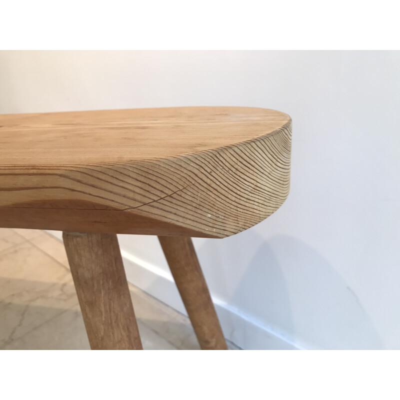 Vintage Brutalist bench in solid pine