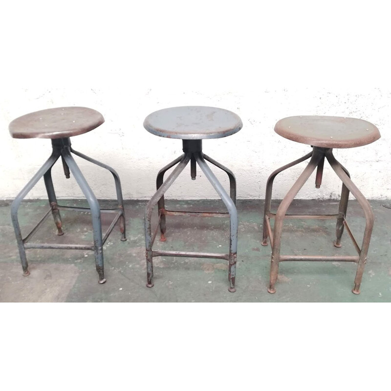 Vintage stool Flambo metal architect