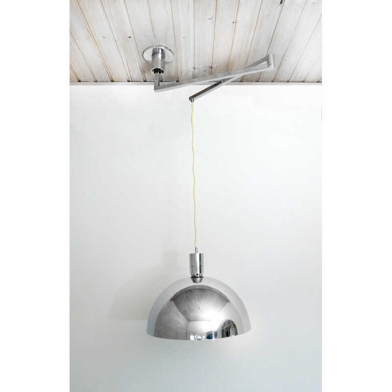 Sirrah "AM/AS" ceiling lamp with chromed swing arm, Franco ALBINI - 1960s