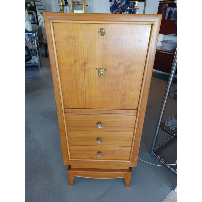 Vintage lady's secretary in cherry wood and sycamore, France 1940