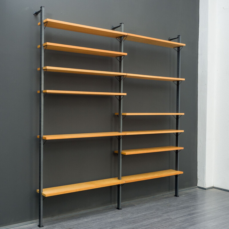 Vintage large Pira shelving system in ash wood by Planmöbel