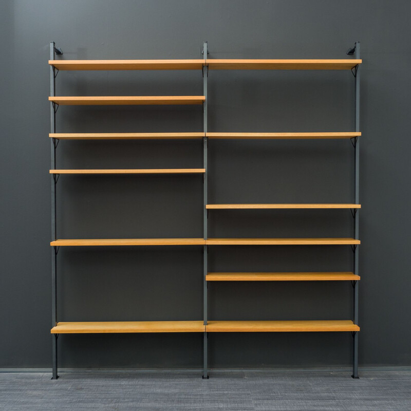 Vintage large Pira shelving system in ash wood by Planmöbel