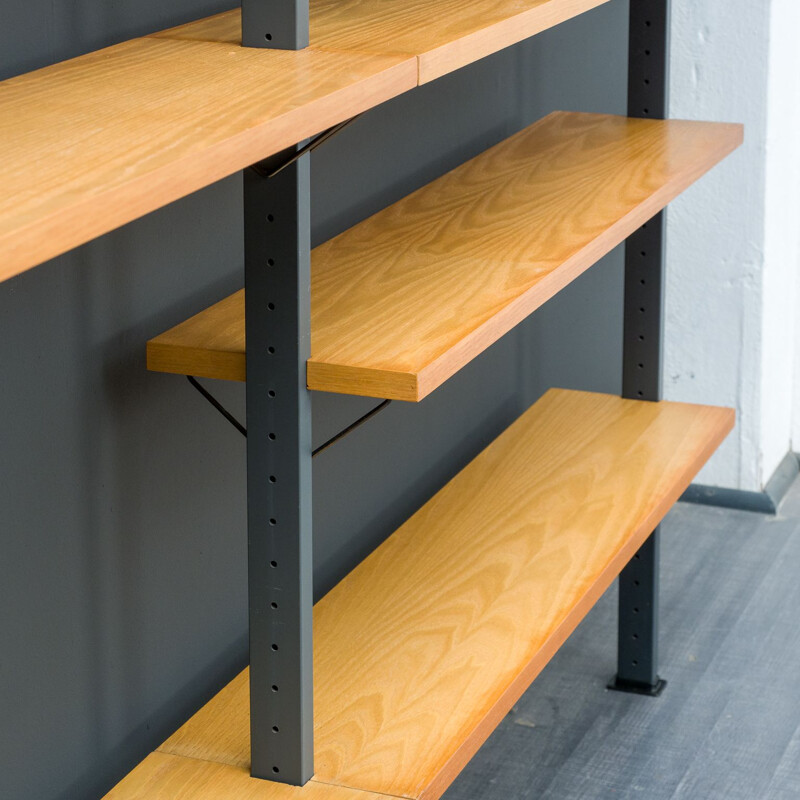 Vintage large Pira shelving system in ash wood by Planmöbel