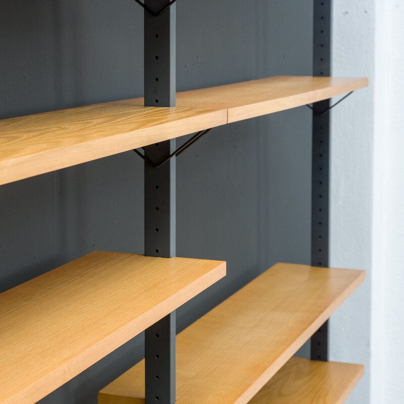 Vintage large Pira shelving system in ash wood by Planmöbel