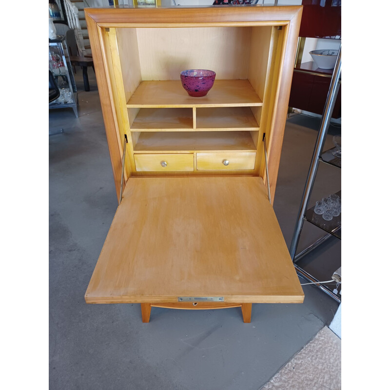 Vintage lady's secretary in cherry wood and sycamore, France 1940