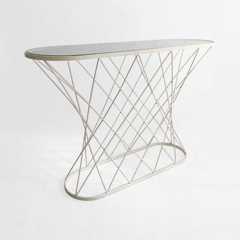 Vintage white twisted console table by Isamu Noguchi Style USA 1980s