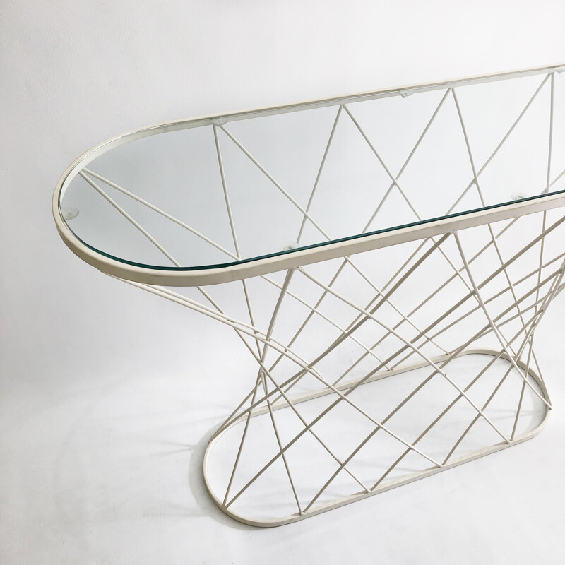 Table console vintage blanche torsadée par Isamu Noguchi Style USA 1980