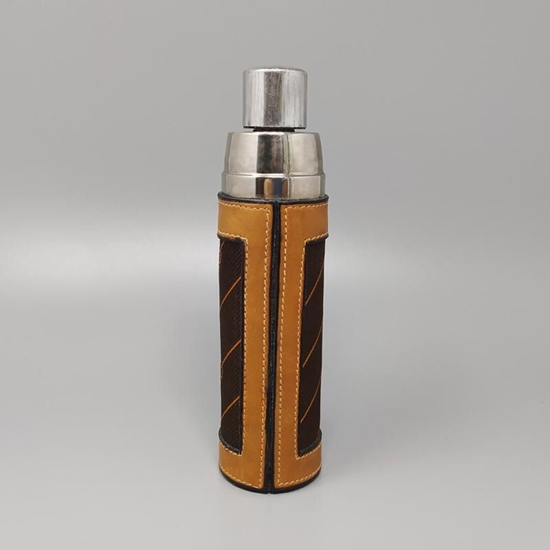 Vintage GUCCI vacuum flask in brown canvas with monogram Italy 1970s