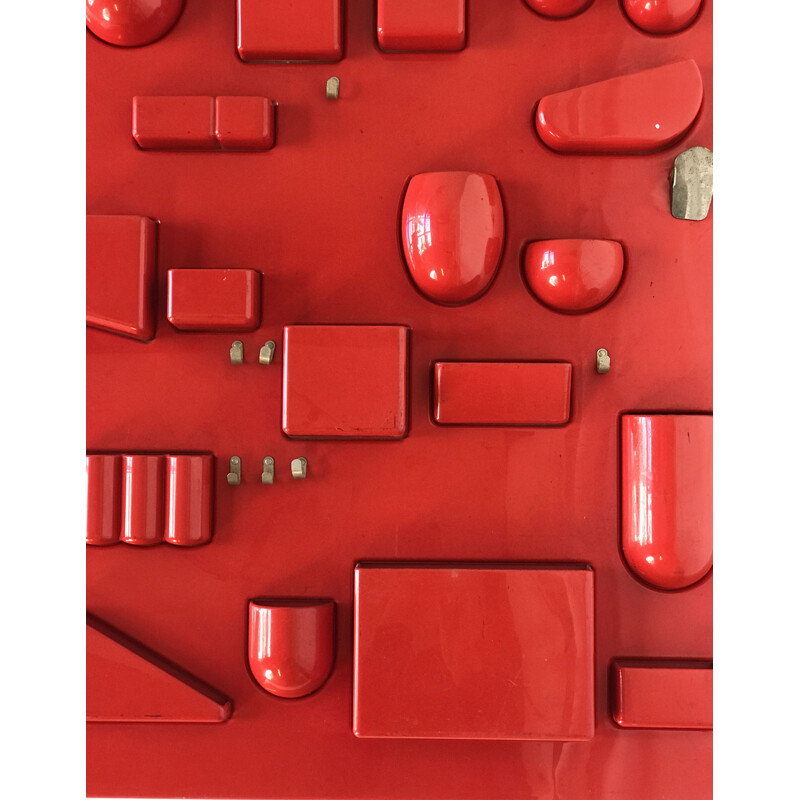 Vintage red Utensilo I Red, wall unit by Dorothee Becker 1969