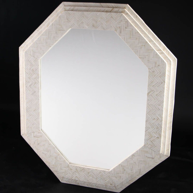 Miroir vintage en marqueterie d'os 