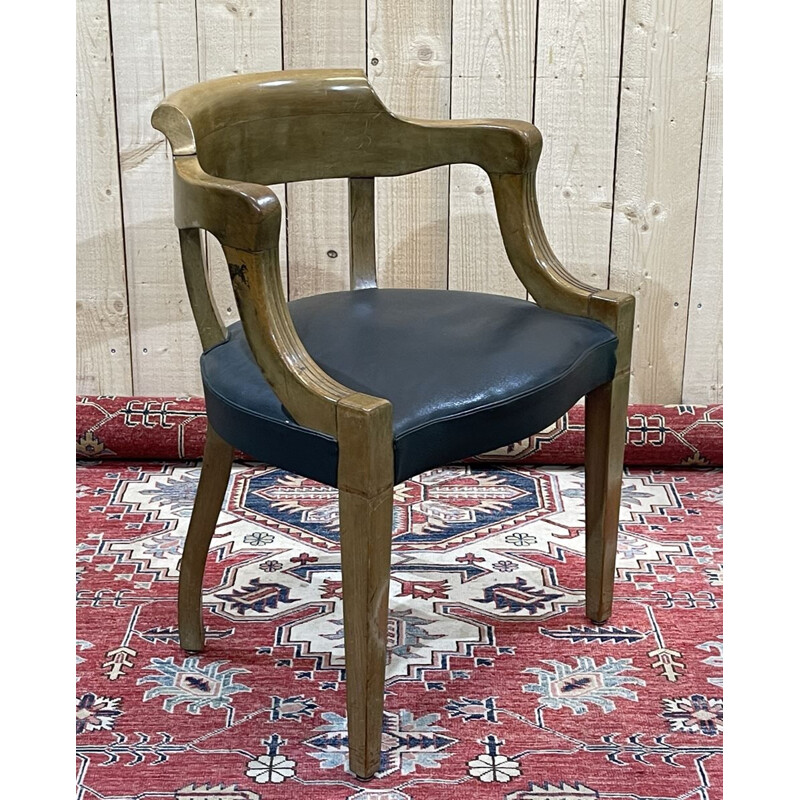 Vintage beechwood office chair with skai seat redone 1930s