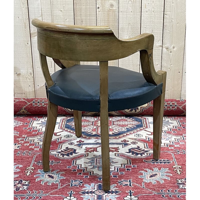 Vintage beechwood office chair with skai seat redone 1930s