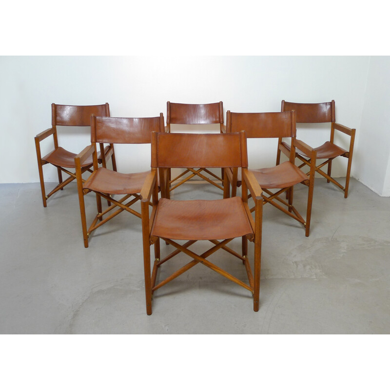 Suite de 6 chaises danoises "Safari" en cuir - 1940