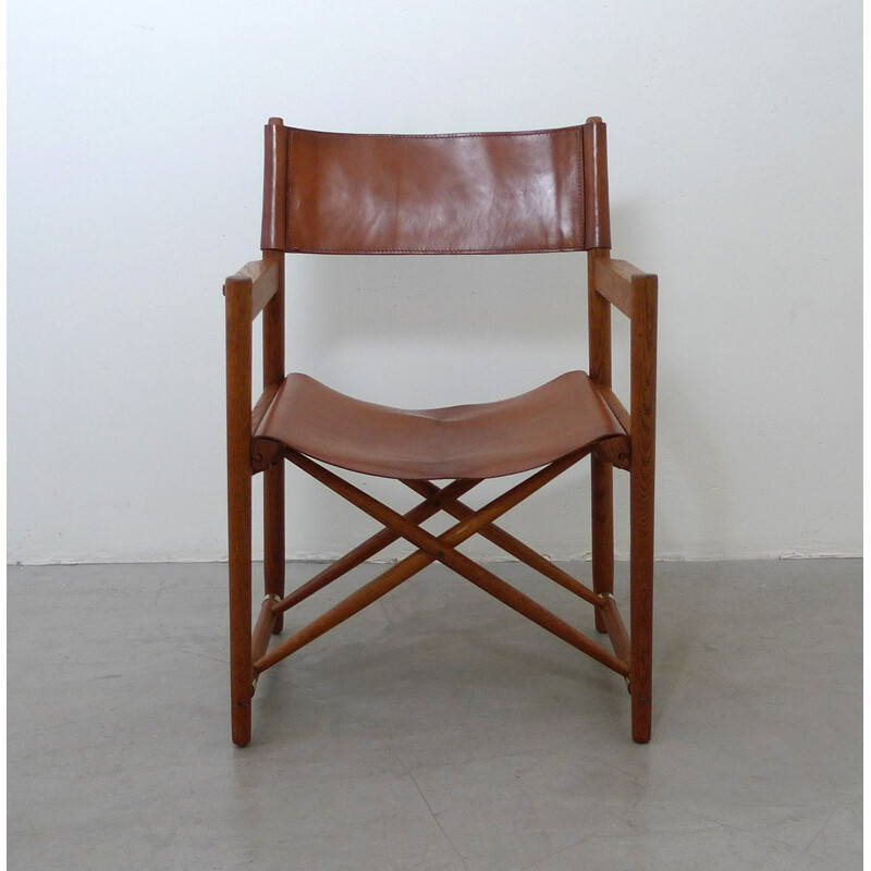 Set of six Danish "Safari" dining chairs in leather - 1940s