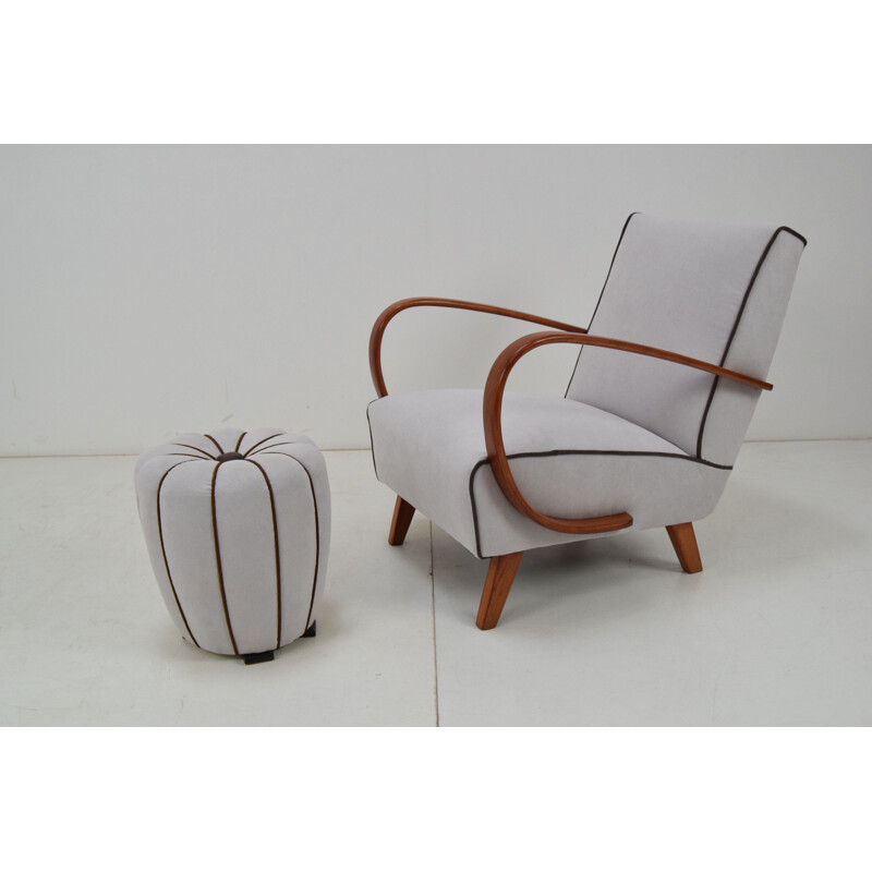 Vintage armchair and stool by Jindrich Halabala Czechoslovakia 1950s