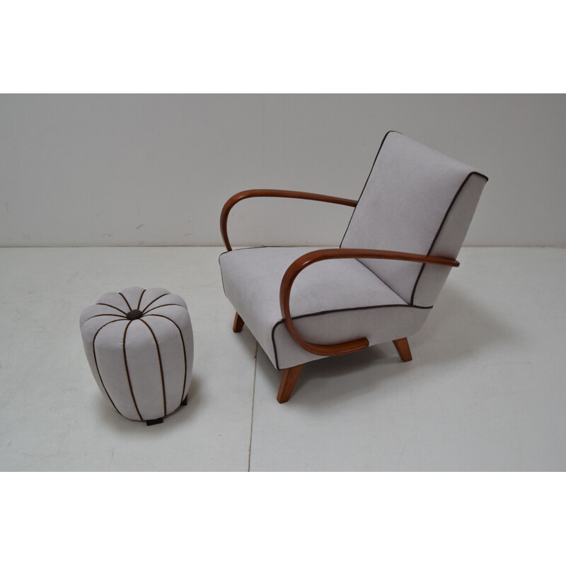 Vintage armchair and stool by Jindrich Halabala Czechoslovakia 1950s