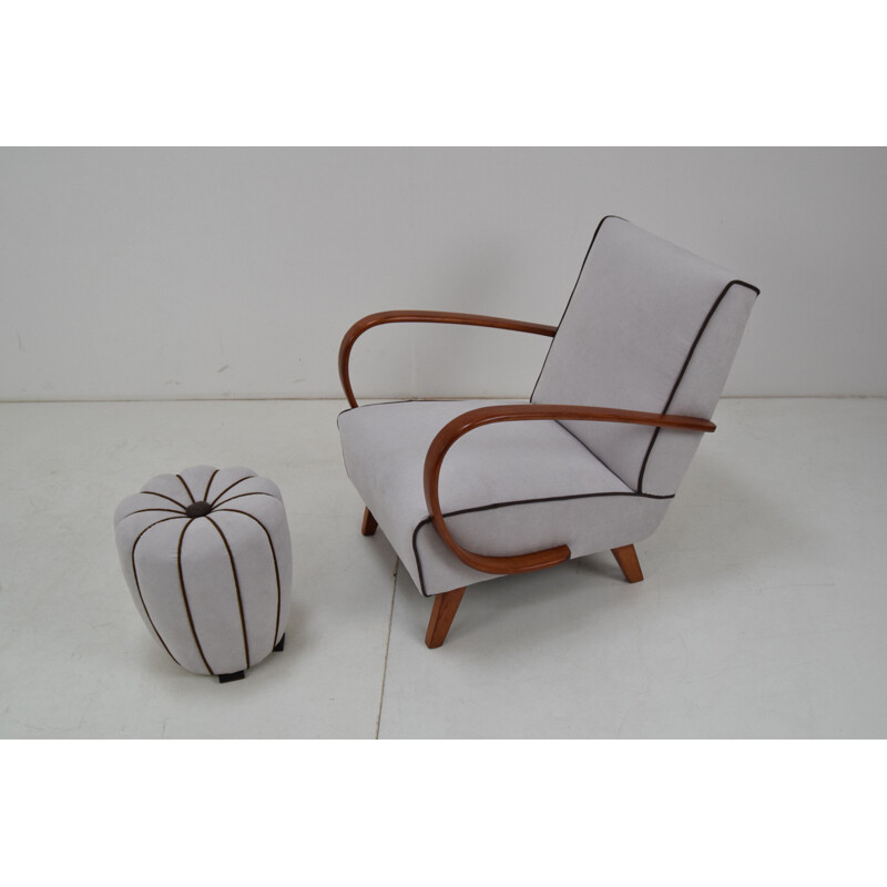 Vintage armchair and stool by Jindrich Halabala Czechoslovakia 1950s