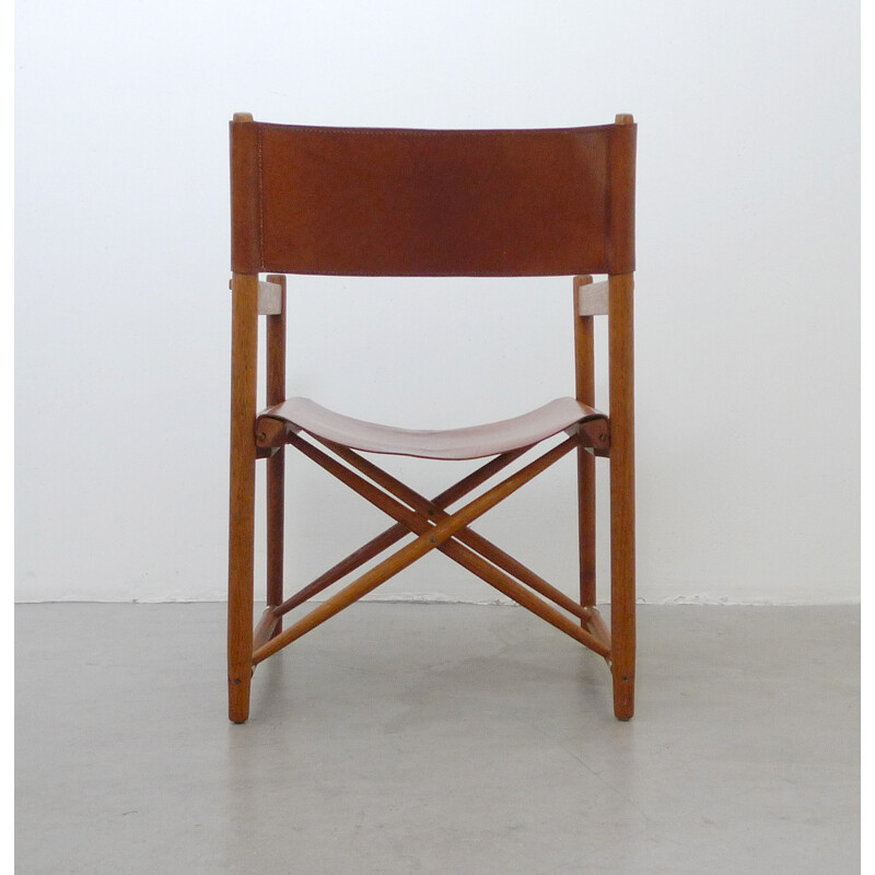 Set of six Danish "Safari" dining chairs in leather - 1940s