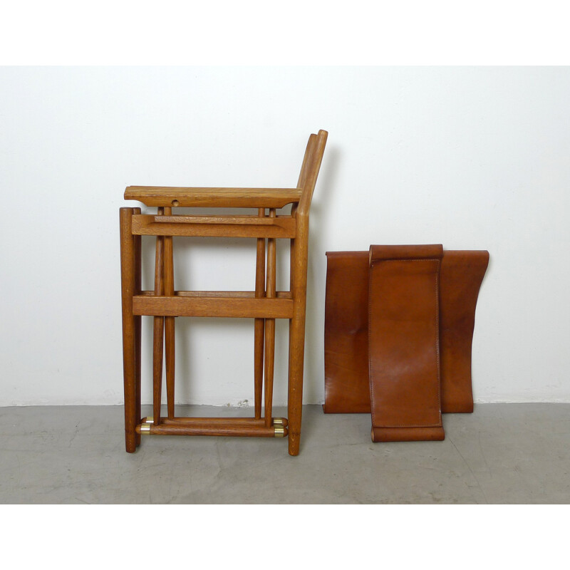 Set of six Danish "Safari" dining chairs in leather - 1940s