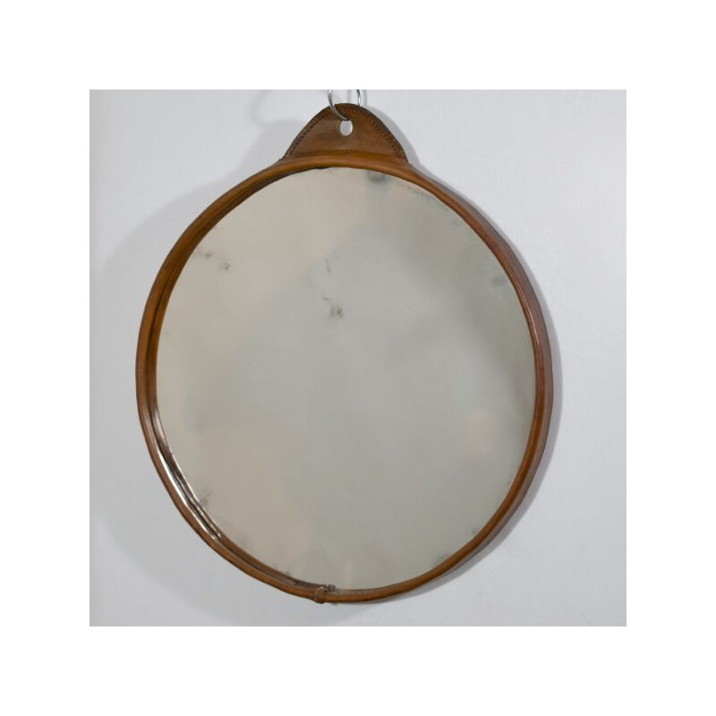 Vintage leather mirror 1950s