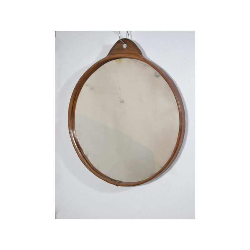 Vintage leather mirror 1950s