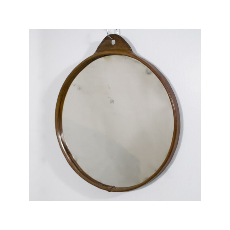 Miroir vintage cuir 1950