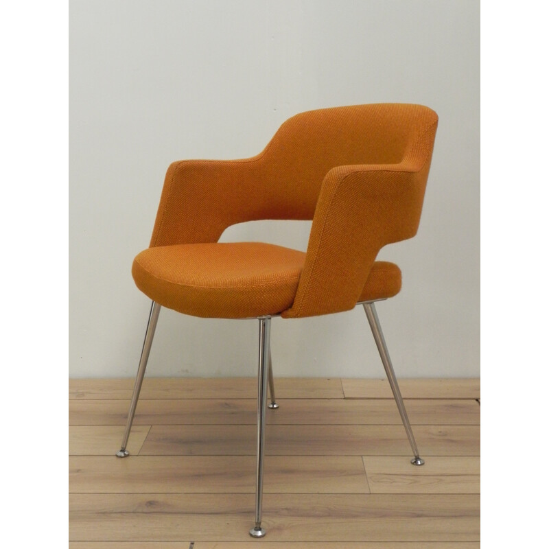 Set of four armchairs in orange fabric - 1970s