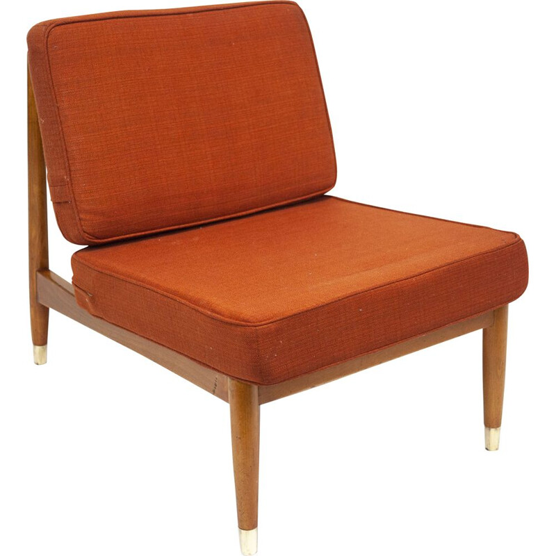 Vintage low beechwood armchair by Folke Ohlsson for Dux 1960