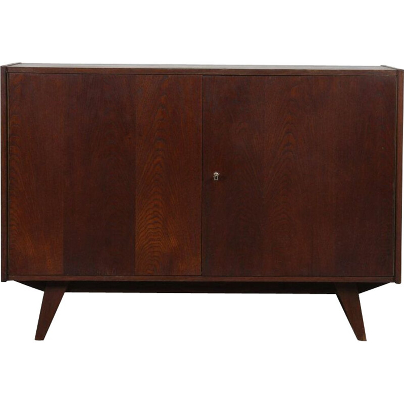 Vintage dark oak chest of drawers model U-450 by Jiri Jiroutek 1960s