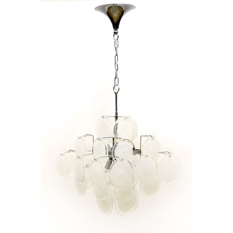 Vintage Murano glass disc chandelier Gino Vistosi Italy 1960s
