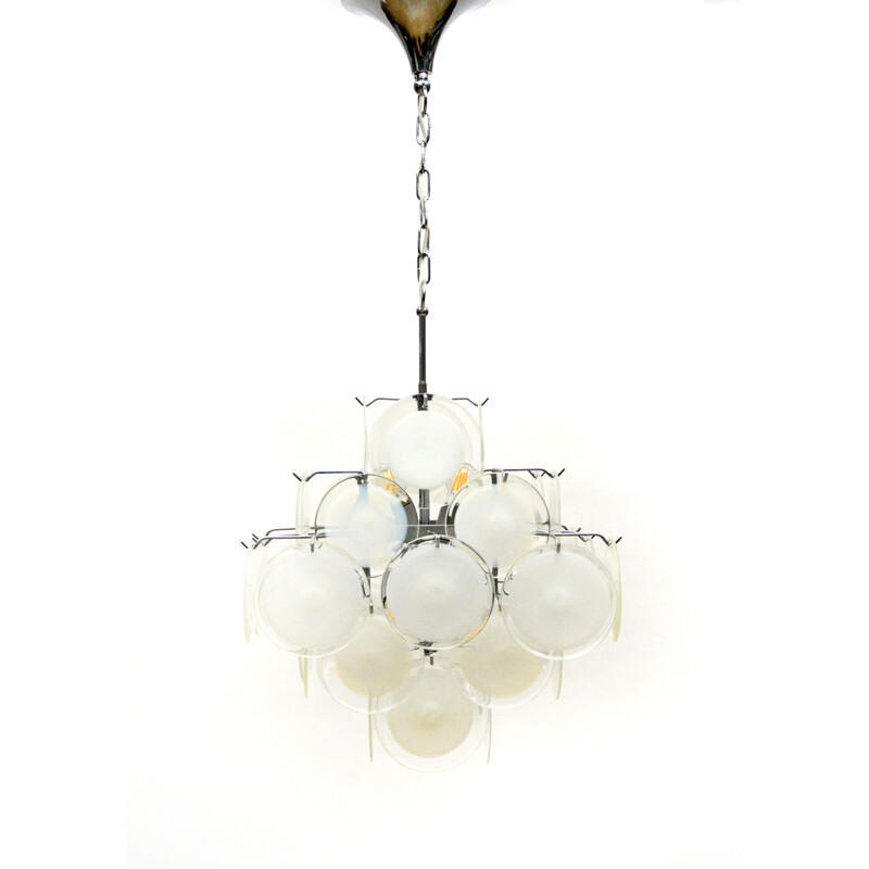 Vintage Murano glass disc chandelier Gino Vistosi Italy 1960s