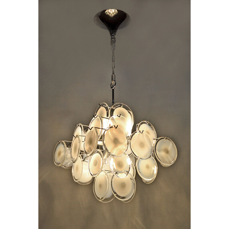 Vintage Murano glass disc chandelier Gino Vistosi Italy 1960s