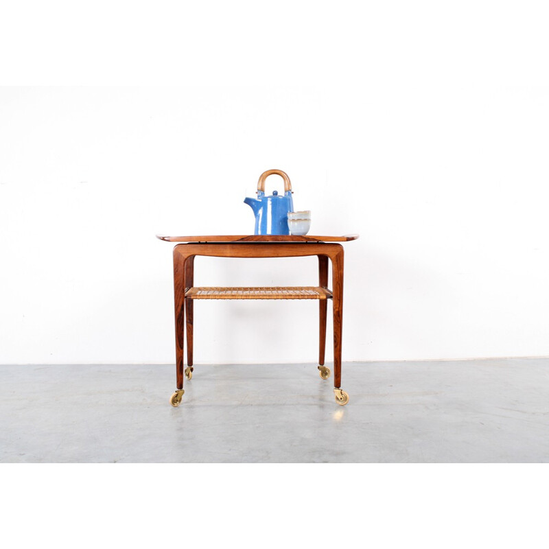 Side table in rosewood with wheels, Johannes ANDERSEN - 1960s