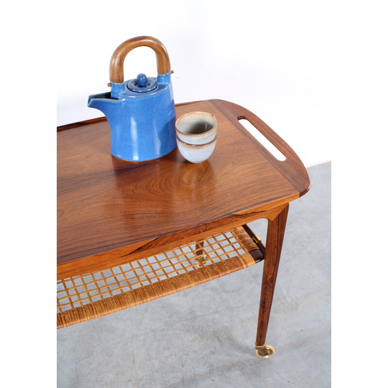 Side table in rosewood with wheels, Johannes ANDERSEN - 1960s