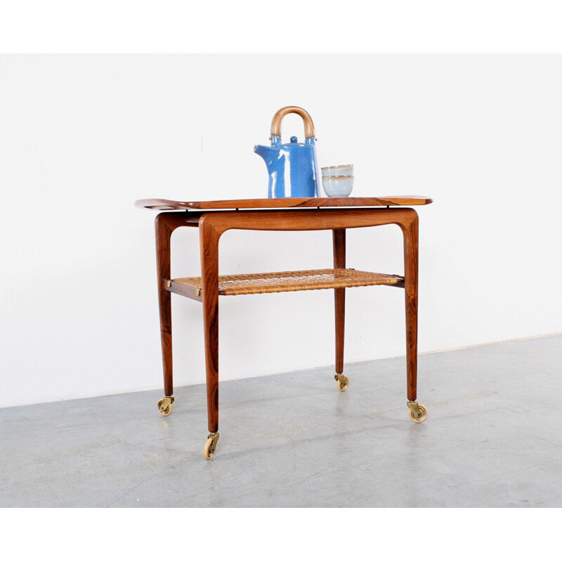 Side table in rosewood with wheels, Johannes ANDERSEN - 1960s