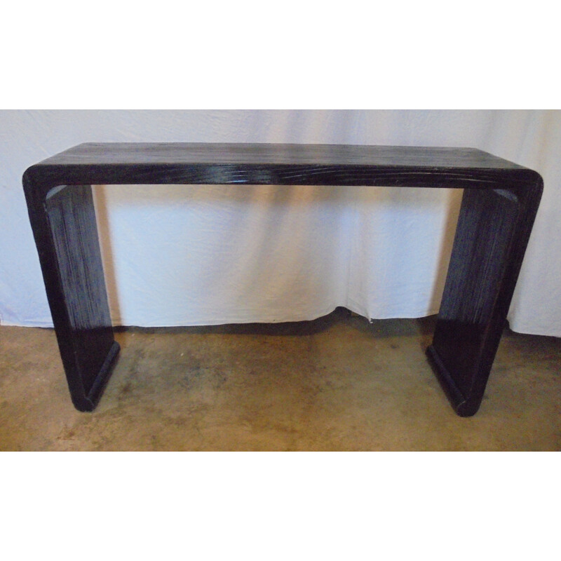 Vintage black lacquered wood console Asian