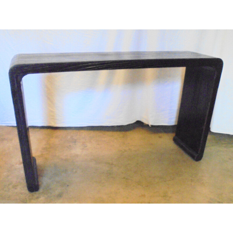 Vintage black lacquered wood console Asian