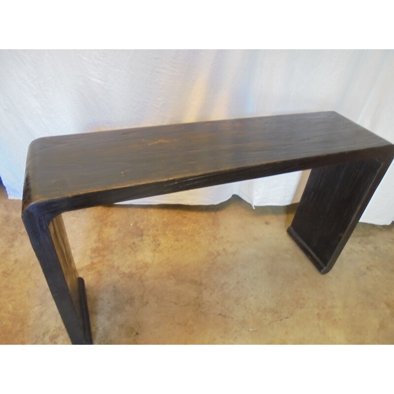 Vintage black lacquered wood console Asian