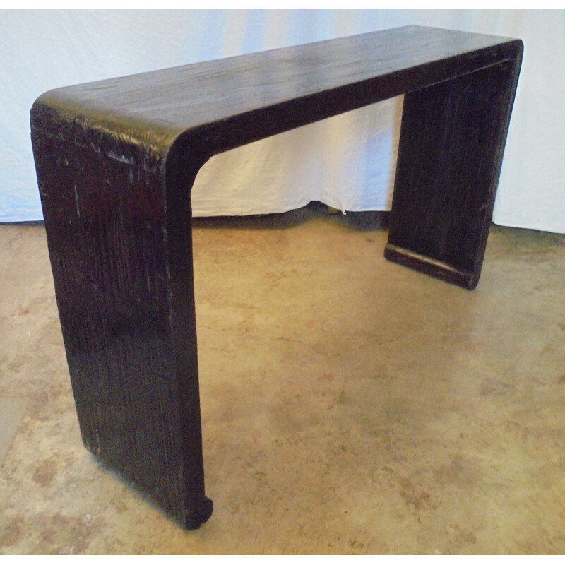 Vintage black lacquered wood console Asian