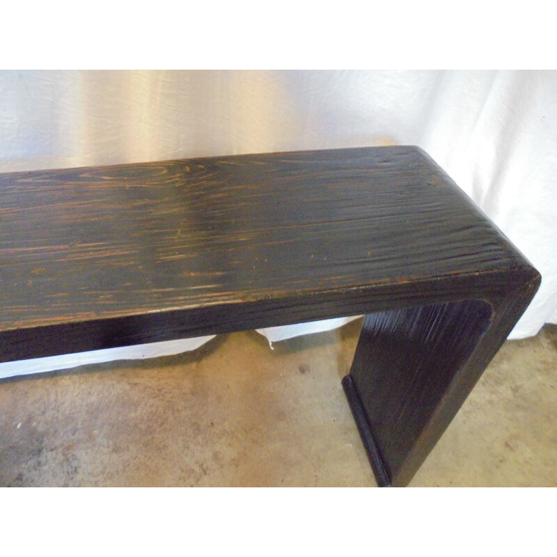 Vintage black lacquered wood console Asian