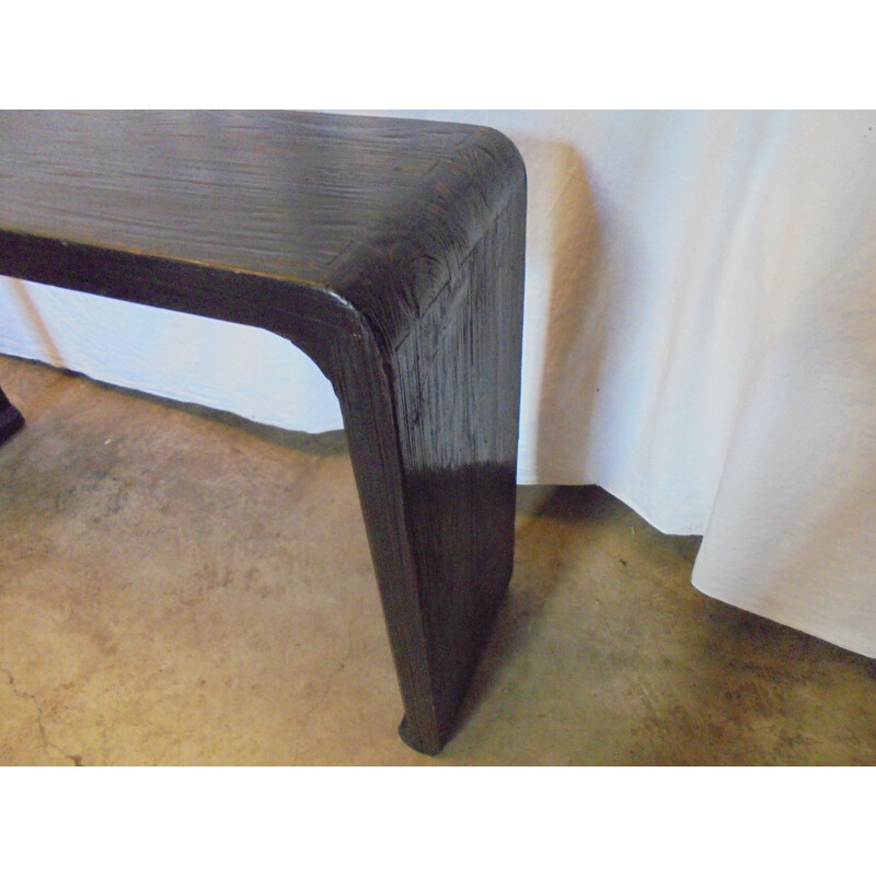 Vintage black lacquered wood console Asian